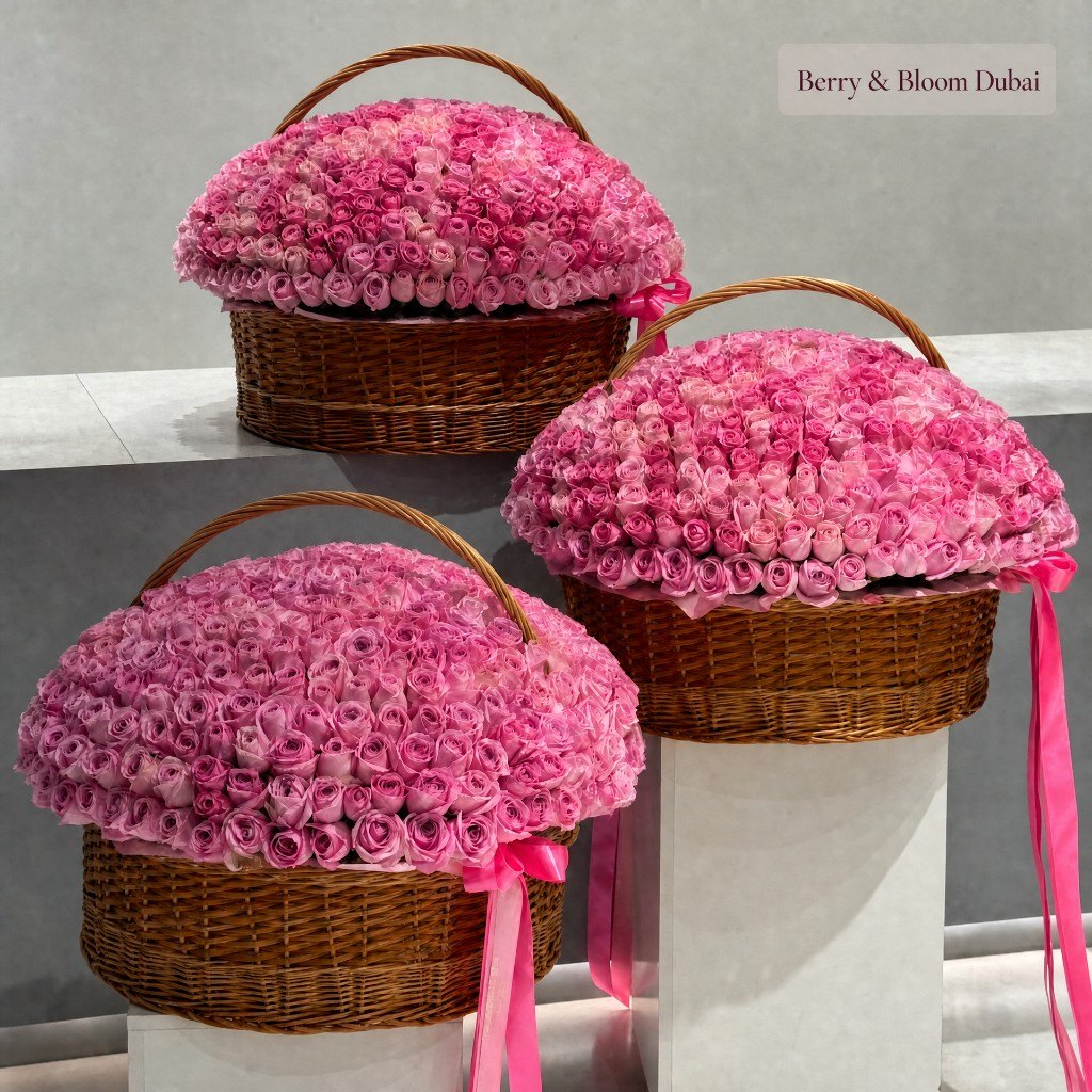 Pink Rose Basket